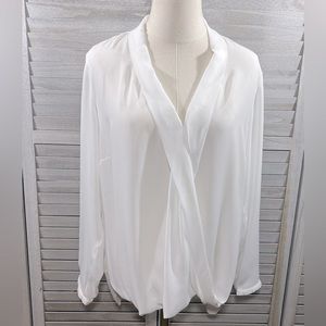 SIMPLY BE Drape Front Sheer Blouse White-16